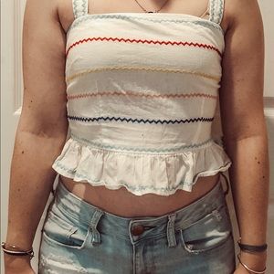 FOREVER 21 white ruffled CROP TOP